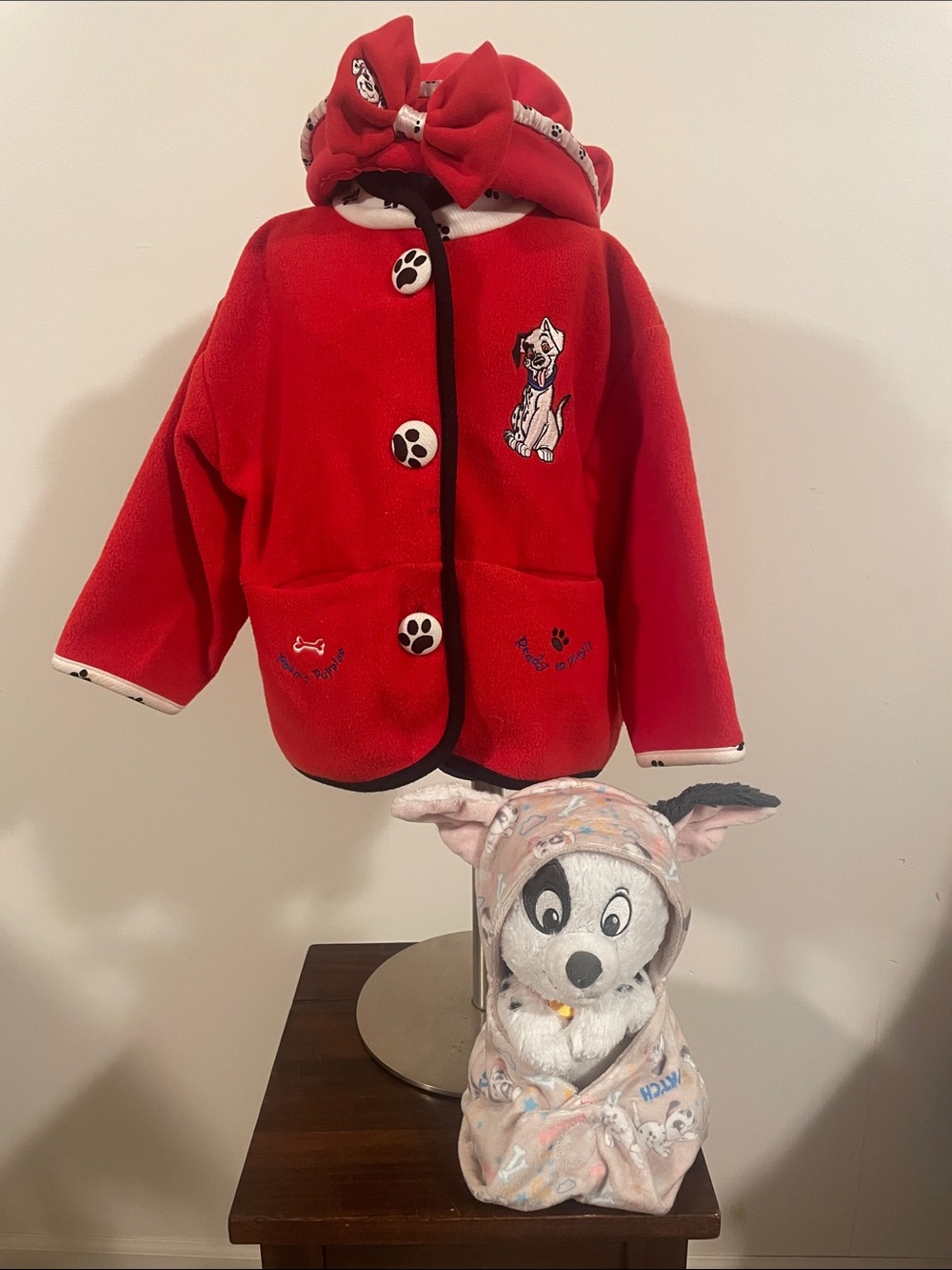 Vintage Disney 101 Dalmatian Coat Size 4T w/ Patch Babies Plush Bundle